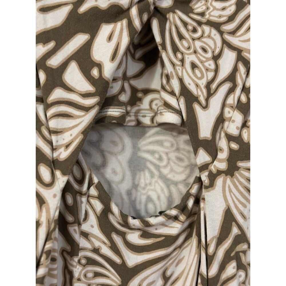 Tommy Bahama Size S/P Taupe White Twist Knot Back Sleeveless Dress Back Keyhole - Picture 6 of 8